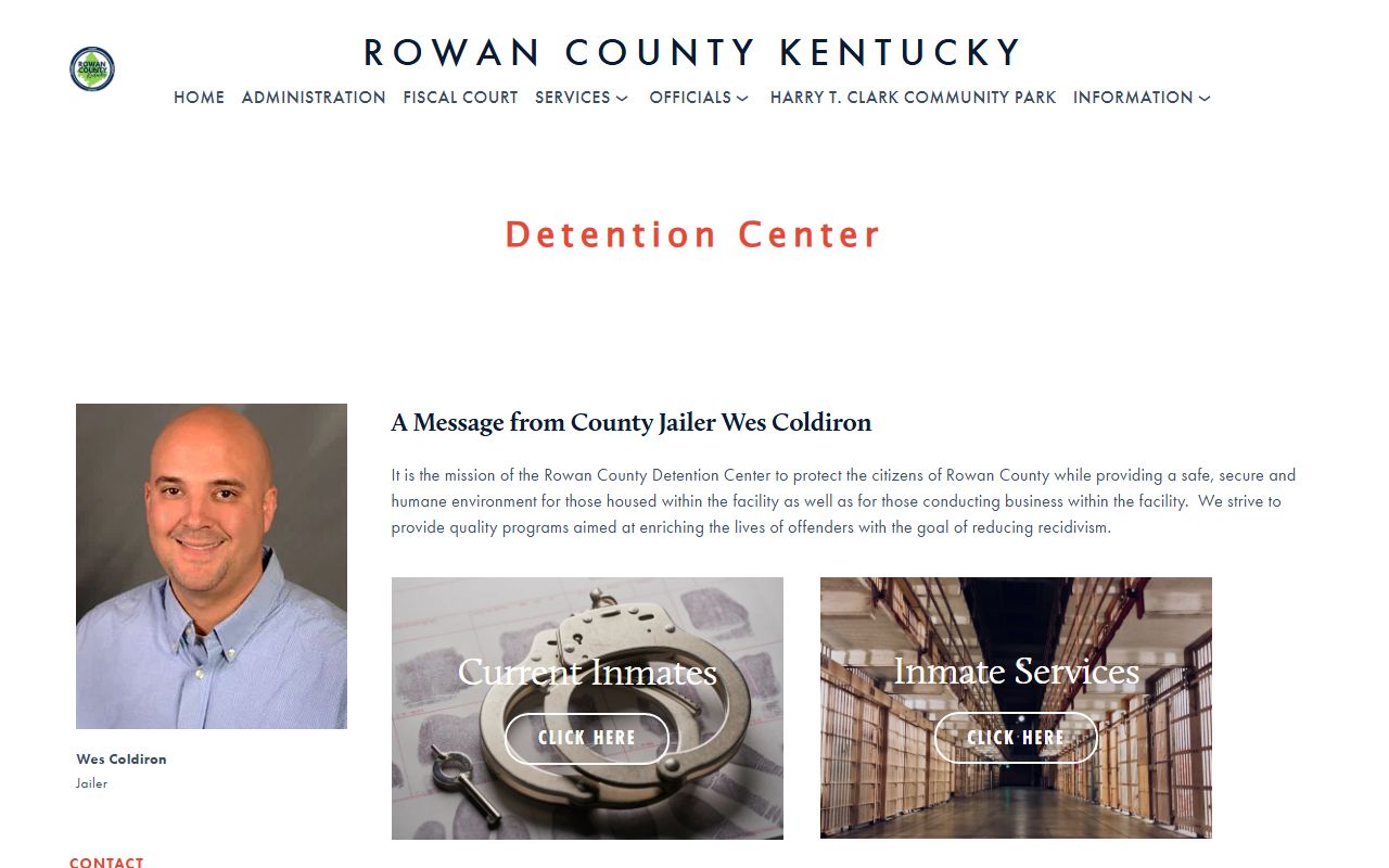Rowan County Detention Center inmate lookup page